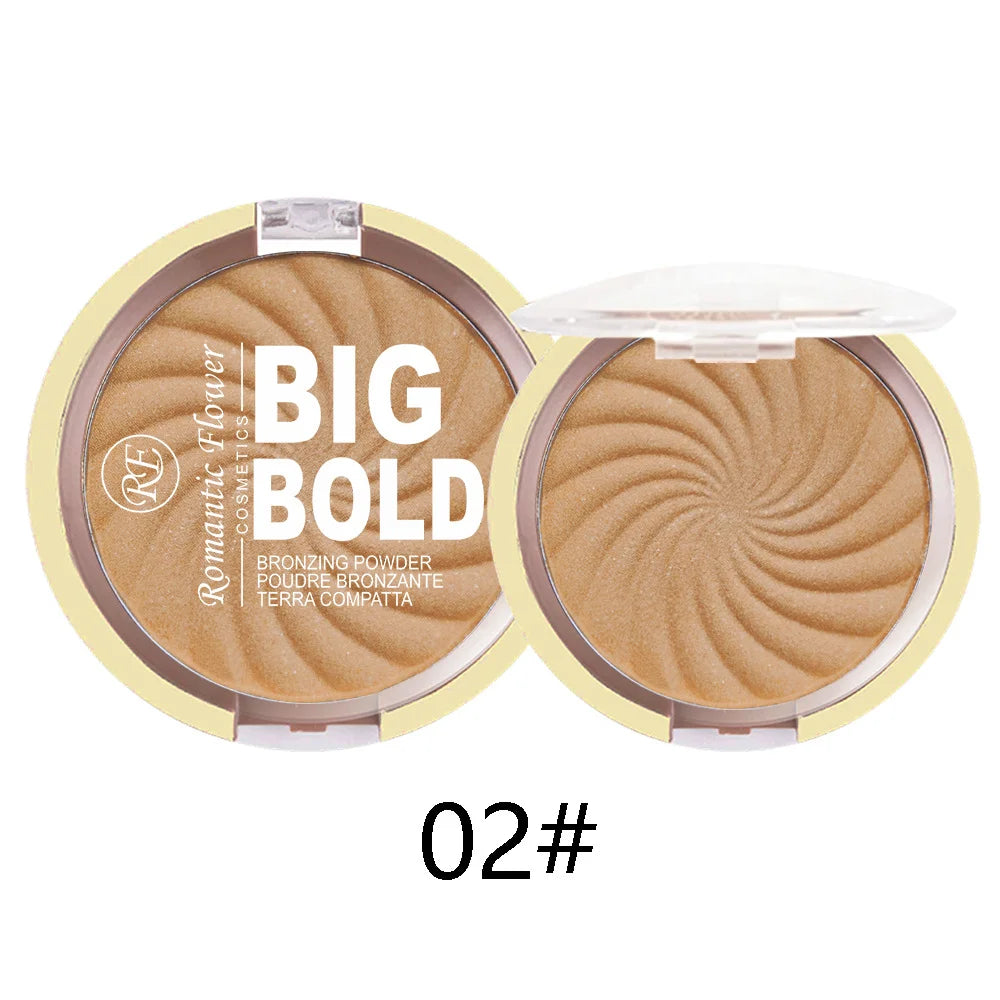 3-color powder brightens the face,bronze color pressed powder, waterproof and high gloss makeup,brightening wheat pearl powder