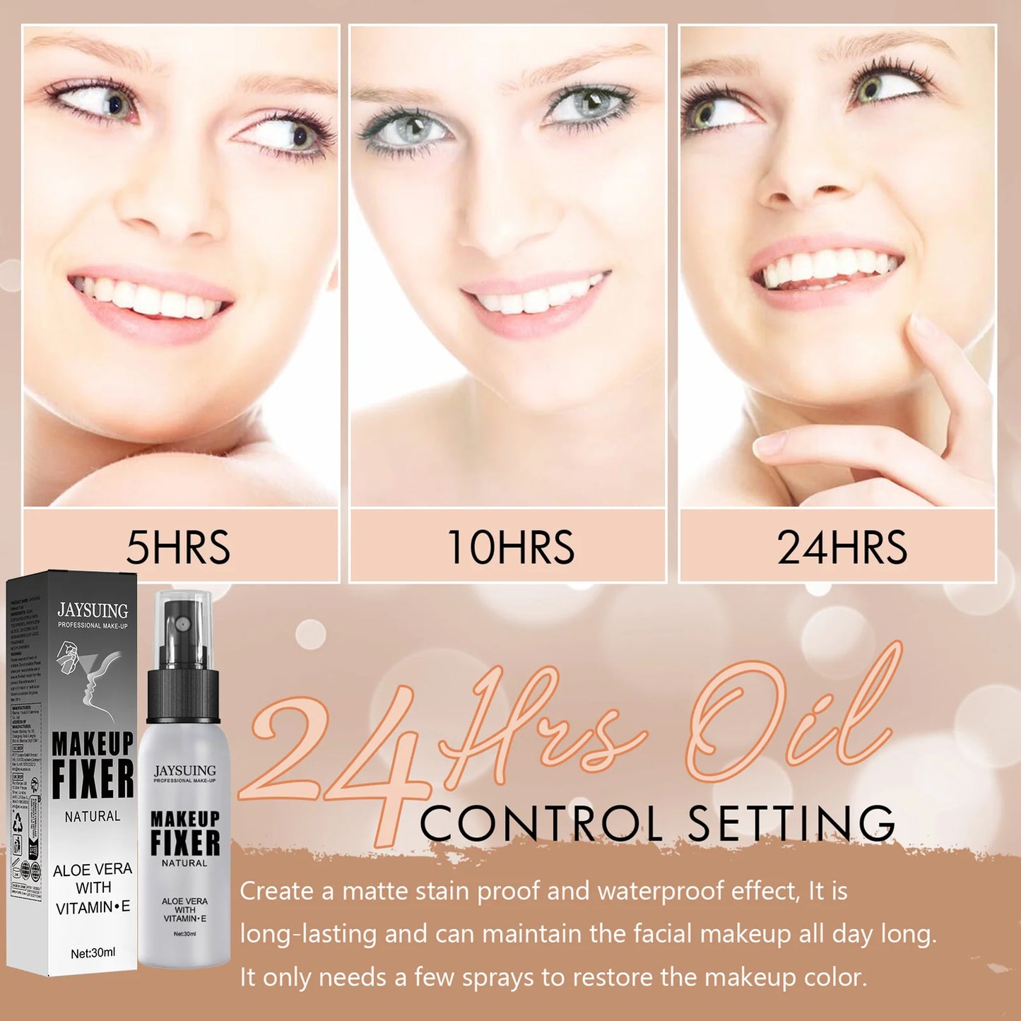30ml Makeup Setting Spray For Face Transfer-proof Long-lasting Oil-free  No Separation Refreshing Quick Fixer Makeup Spray