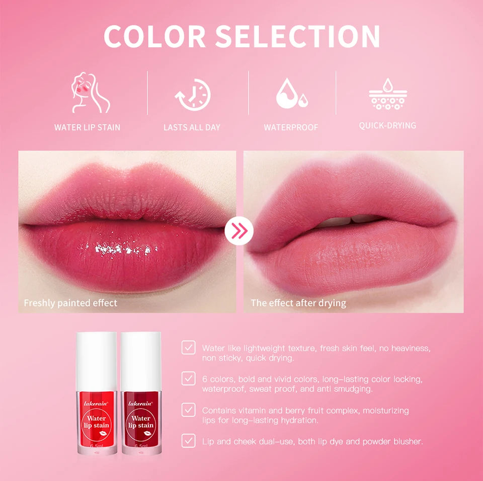 Fruity Water Lip Tin Lip Gloss Moisturizing Lip Glaze Long Lasting Lip Ink Face Lip Dual Purpose Liquid Lipstick Cosmetic Makeup
