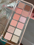 12 Colors Pink Eye Shadow Pallete Clear Glitter Pearl ,Girl Beginner Makeup Nude Eyeshadow Low Saturation Korean Cosmetics