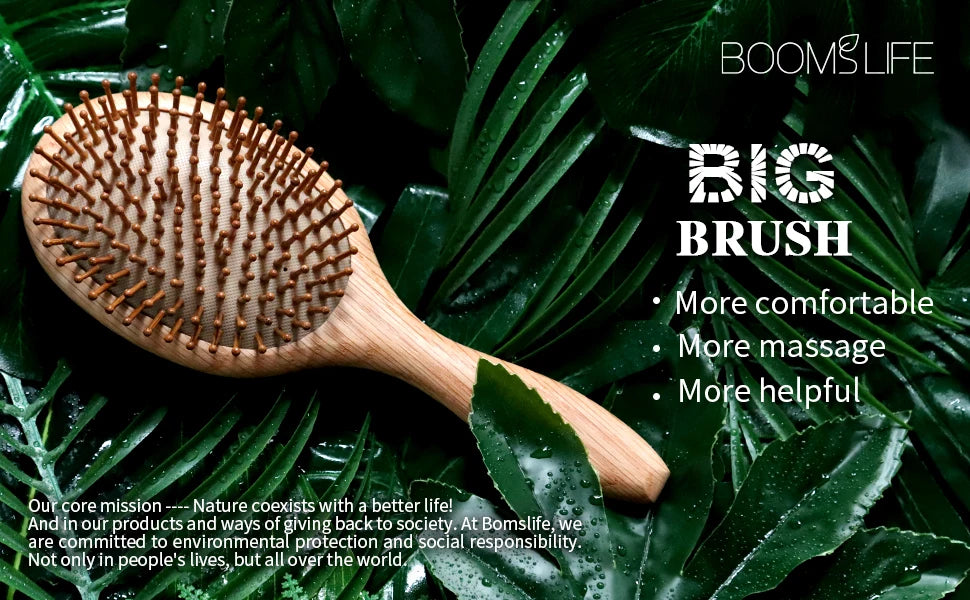 Natural Hair Brush Women Wide Tooth Hair Combs Healthy Paddle Cushion Massage Hairbrush Wooden Comb Hair Care Barber Accessories