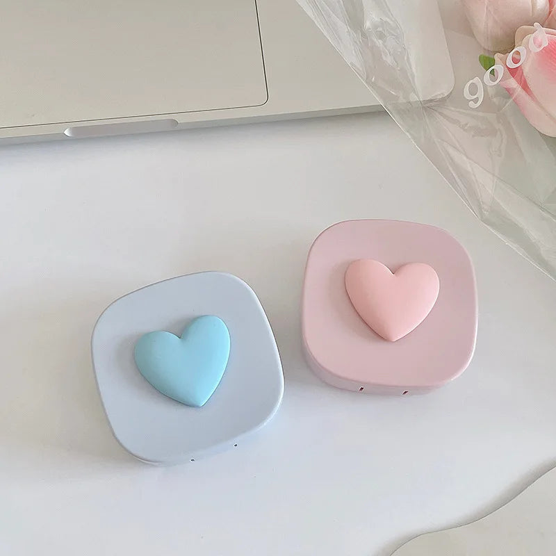 Women Color Contact Lens Case Red Heart Contact Lenses Box for Eyes Care Kit Glasses Case Holder Container