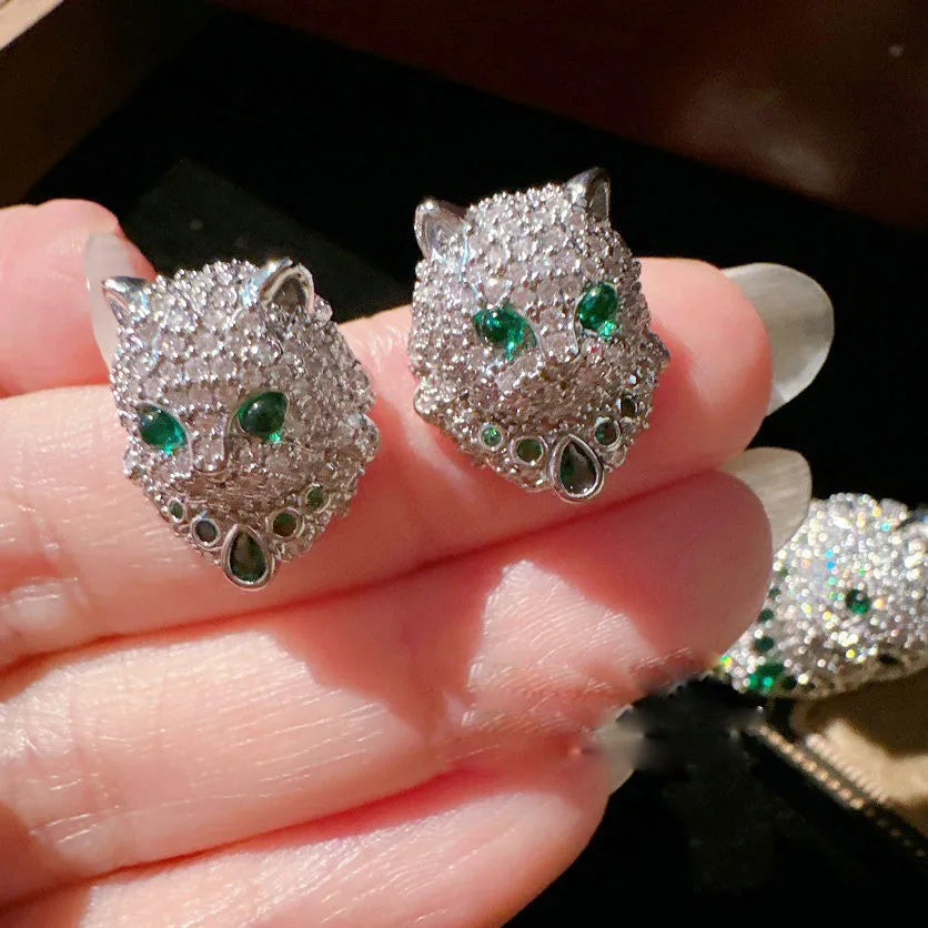 2023 Women Mojito zircon Little Cat Earrings Music Notes Dewdrop Mermaid Tears Pearl Flower Ring