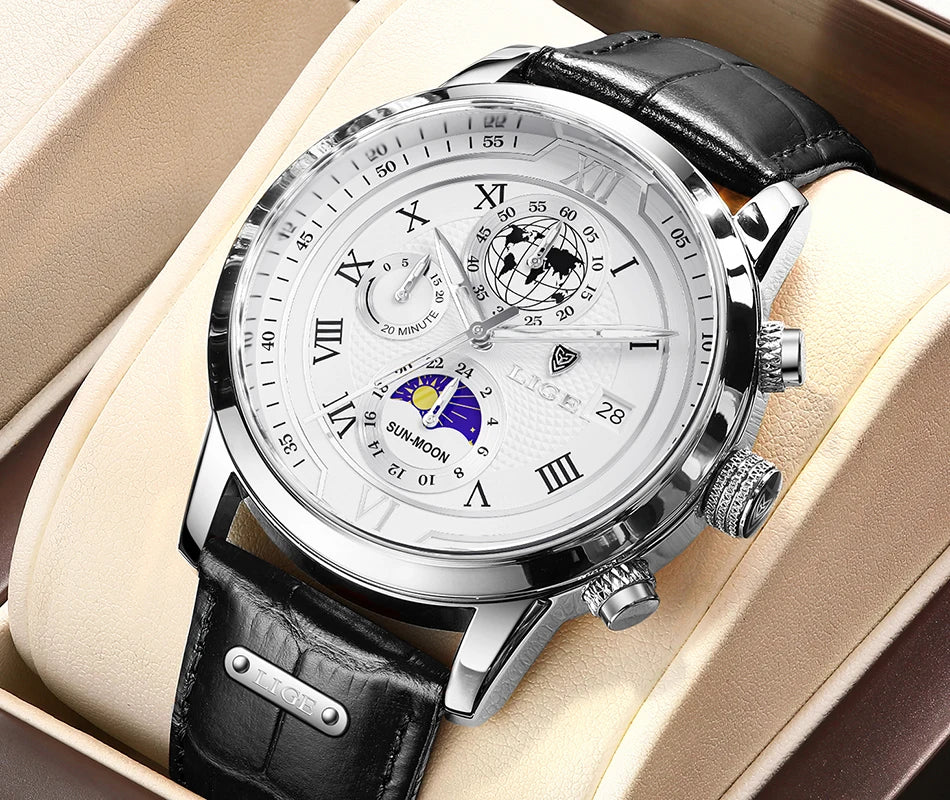 LIGE Top Brand Luxury Watch for Men Business Casual Men's Watches Wristwatch Man Quartz Chronograph Waterproof Watches Clock New