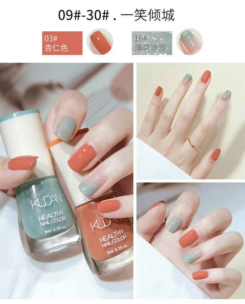 Nail Polish Without Baking Lamp White Fine Glitter Non-baking Non-peel Transparent Shiny Oil Base Coat Nude Nail Polish