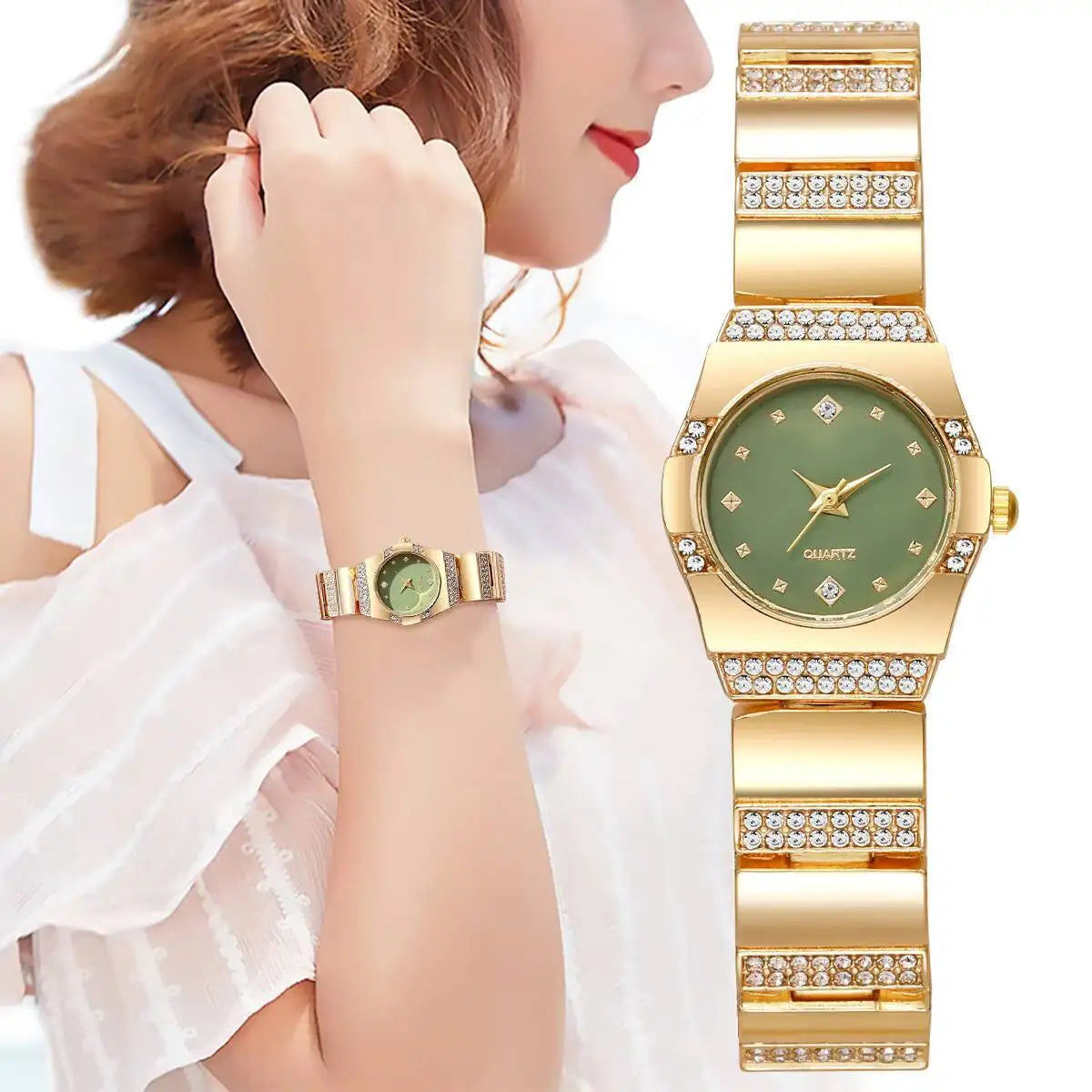 Luxury Rhinestone Women Watches Fashion Small Dial Steel Strap Quartz Wristwatches for Girls Clock Reloj Mujer