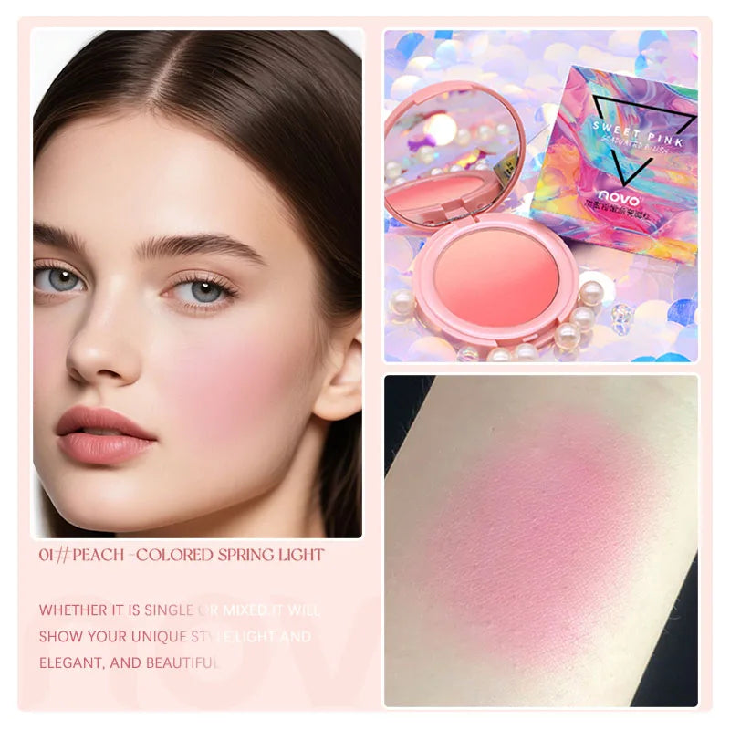Vibrant Blush Palette, Multi-Color Gradient Design, Lightweight & Blendable Color, Face Cosmetics, With Easy-To-Use Mirror
