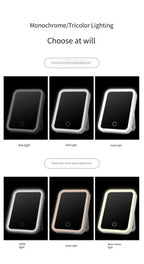 Makeup Mirror USB Rechargeable Portable Compact LED Vanity Mirror with Touch Screen Dimming Makeup Mirror