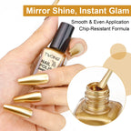 8ml Gold Metallic Nail Polish Bright Metal Mirror Nail Polish, Lasting，High Shine，Manicure Nail Lacquers Quick-Dry Manicure Art