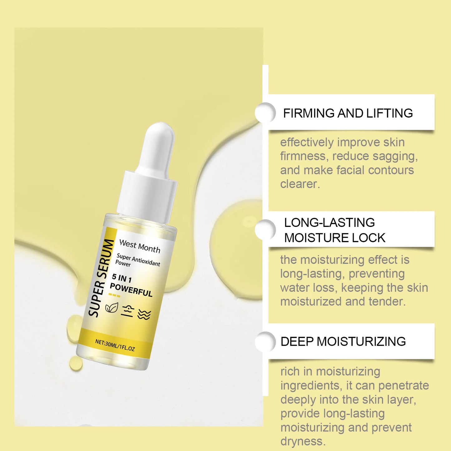 5 In 1 Serum Anti Aging Improve Firmness Remove Wrinkles Hydrating Dryness Brightening Smoothing Fade Dark Spots Facial Essence