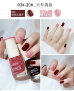 Nail Polish Without Baking Lamp White Fine Glitter Non-baking Non-peel Transparent Shiny Oil Base Coat Nude Nail Polish