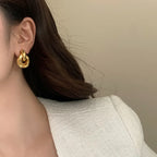 Real 925 Sterling Silver 18K Round Stud Earrings for Women Trendy Fine Jewelry Minimalist Exaggerated  Accessories