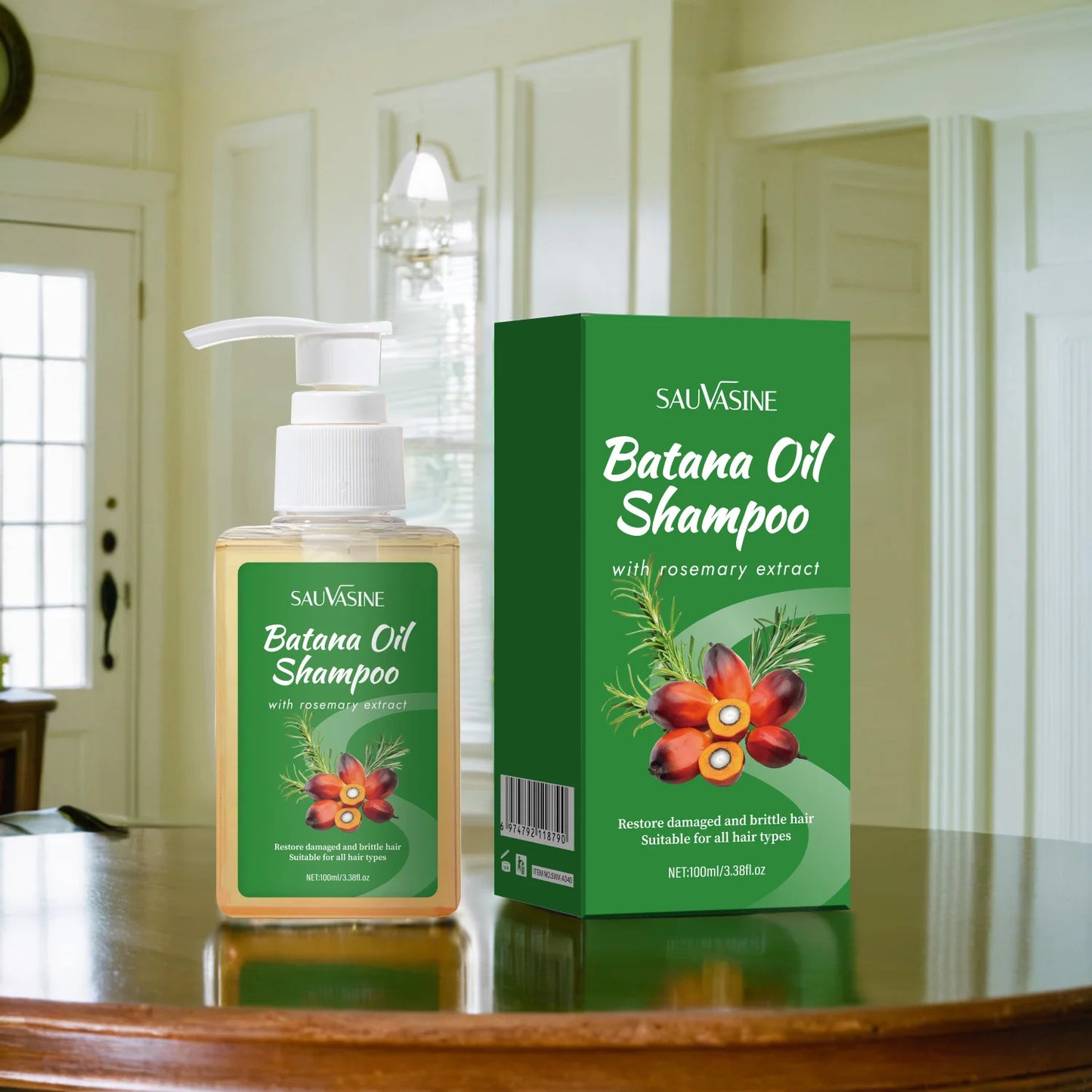 100ML Batana Oil Shampoo Soothing Scalp Intense Repair Batana Nourishing Shampoo with Rosemary Extract for All Hair Types