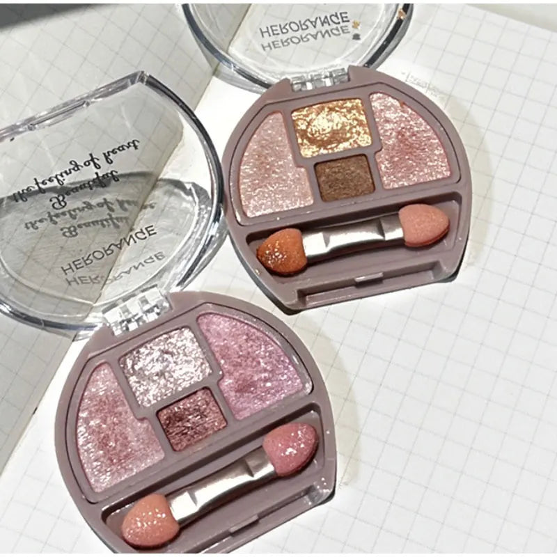 Four-color Eye Shadow Powder Palette Shimmering Glitter Natural Eyelid Silkworm Contour Shadow Natural Tone Pink Eyeliner Makeup
