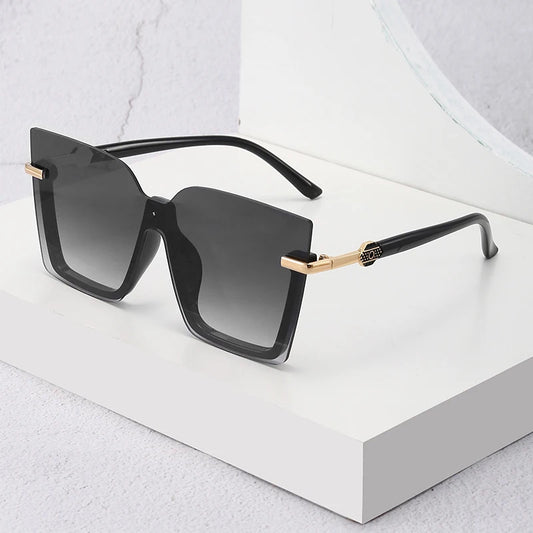 Women  Sun Glasses Streetwear Large Frame Eyewear GogglesHollow Out Square One-piece Sunglasses Women MenGlasses