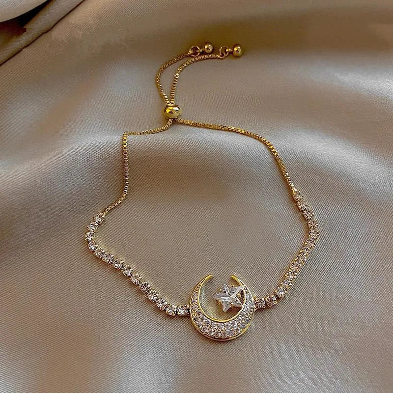 Luxury Classic Full of Rhinestones 18K Gold Plated Bracelets For Women Sparkling Simple Zircon Bracelets Jewelry Birthday Gifts