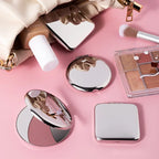 1pcs Hand Pocket Folded-Side Cosmetic Make Up Mirror Portable Women Stainless Steel Makeup Mirror  Small Various Shapes