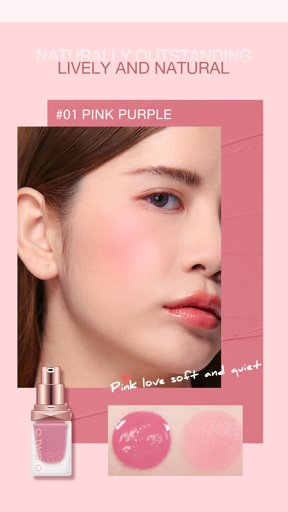 O.TWO.O Liquid Blusher 4 Colors Rose Pink Blush Long Lasting Natural Cheek Face Makeup Blusher High Pigment For Women Cosmetics