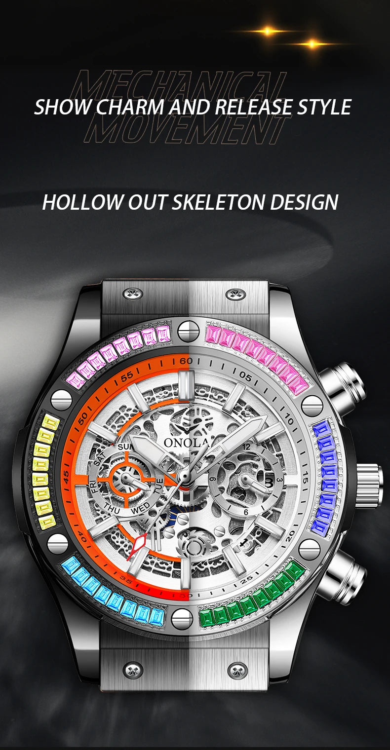 2025 Classic Luxury Watch for Menes  Multifunction Sports Waterproof Luminous Casual Clock ONOLA Men Mechanic Watches