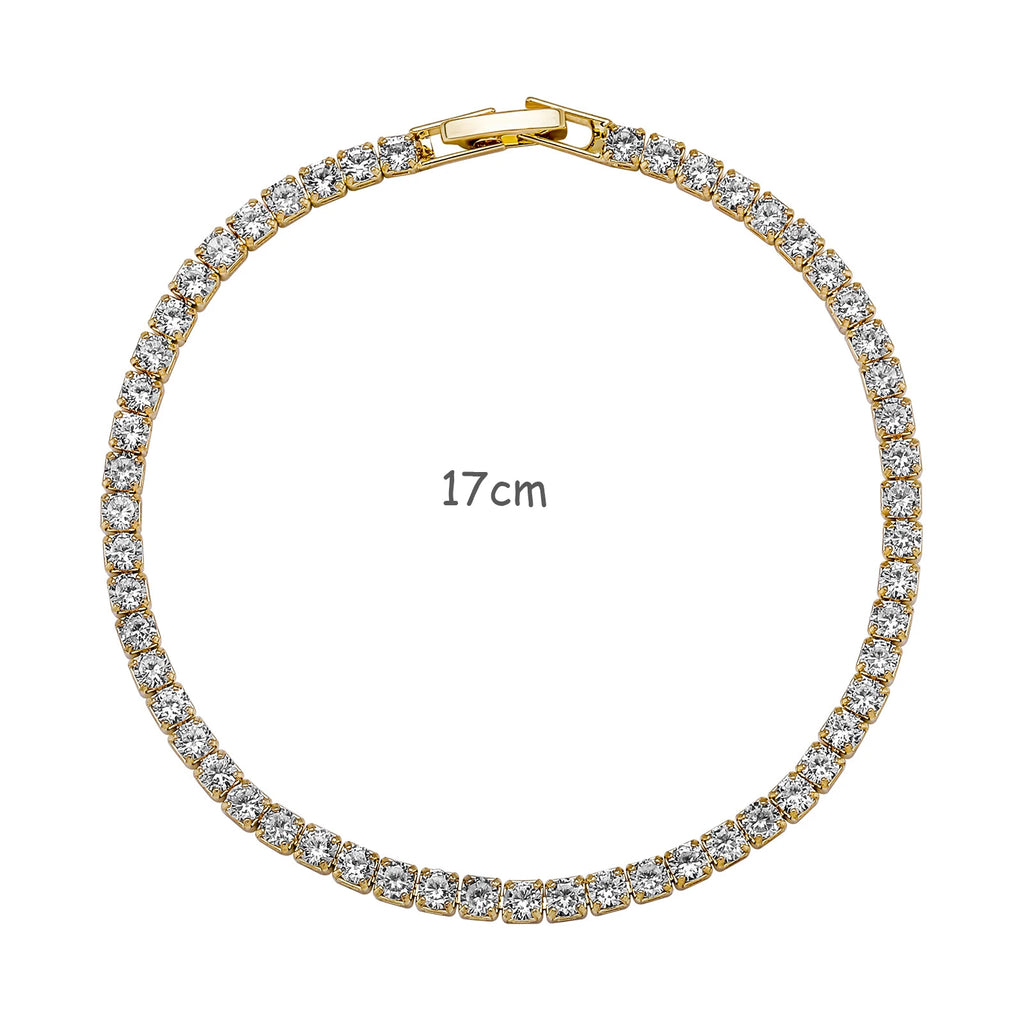 Luxury Classic Full of Rhinestones 18K Gold Plated Bracelets For Women Sparkling Simple Zircon Bracelets Jewelry Birthday Gifts