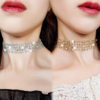 Sexy Wide Metal Collar Choker Necklaces for Women Lace Shiny Sequin Neck Necklace Chain Collars Necklace Elegant Party Jewelry