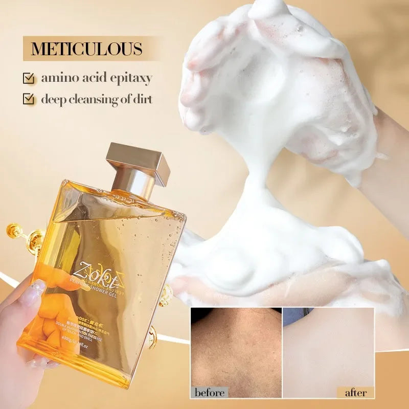 300ml White Perfumed Body Wash Refreshing, Moisturizing,Long-lasting Fragrance Body Brightening Niacinamide Cleansing Shower Gel