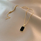 men's Neck Chain Black Exquisite Minimalist Square Pendant Choker Geometric Necklace Collar Chain Female Jewelry Party Gifts