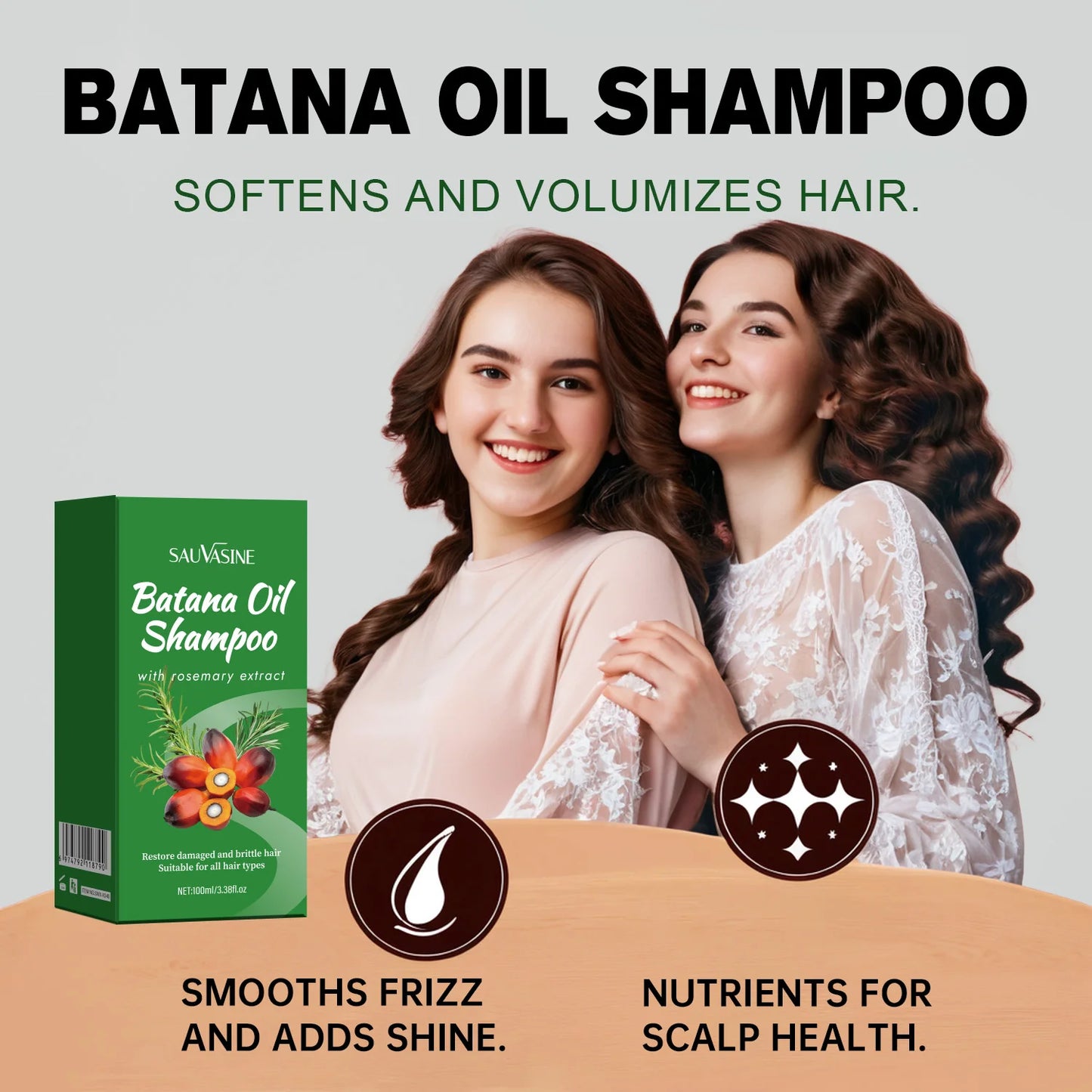100ML Batana Oil Shampoo Soothing Scalp Intense Repair Batana Nourishing Shampoo with Rosemary Extract for All Hair Types