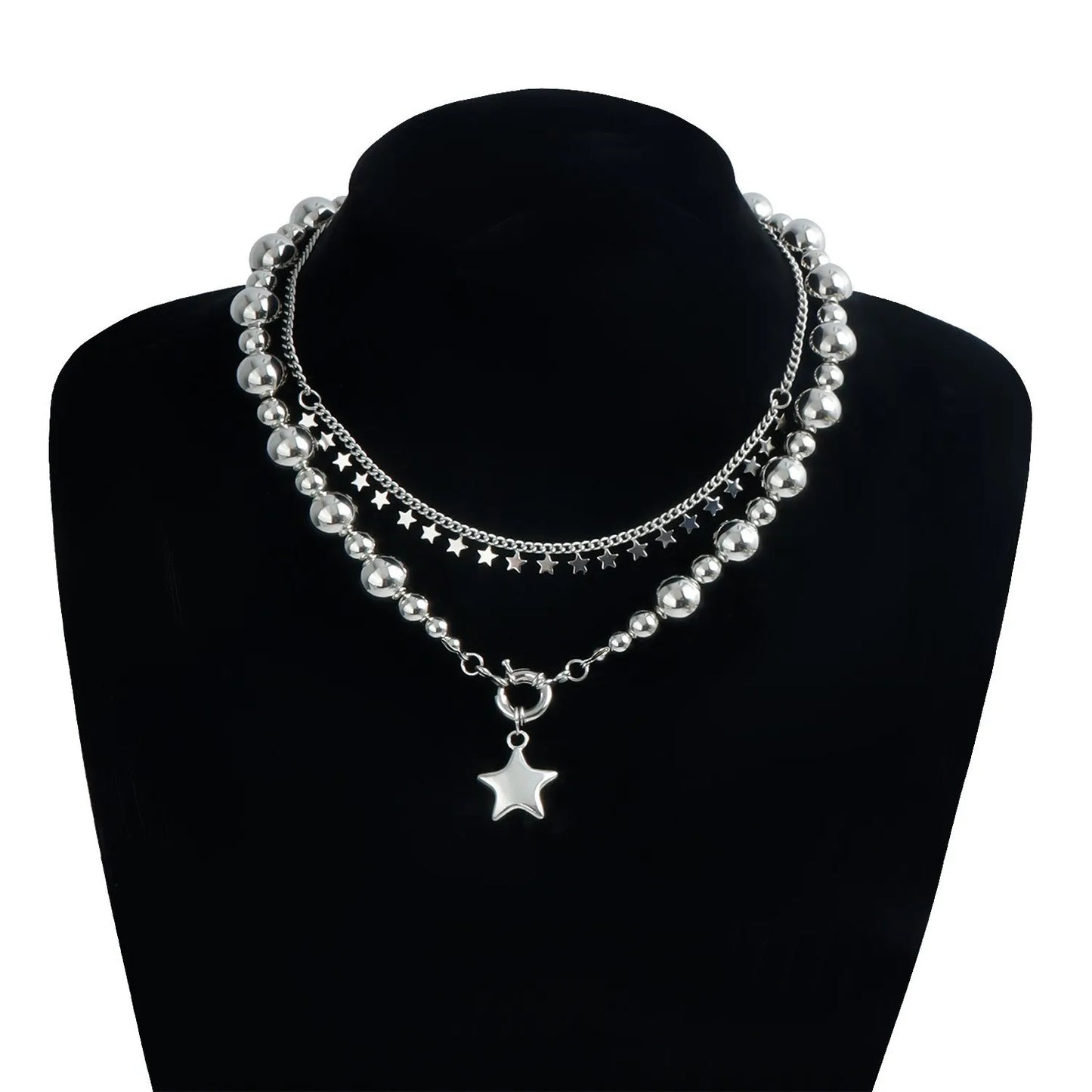 Y2k Choker Necklaces Heart Pendant Chain Jewellery Women Glass Multilayer Neck Collier Femme Cadenas Para Mujer for Girls Women
