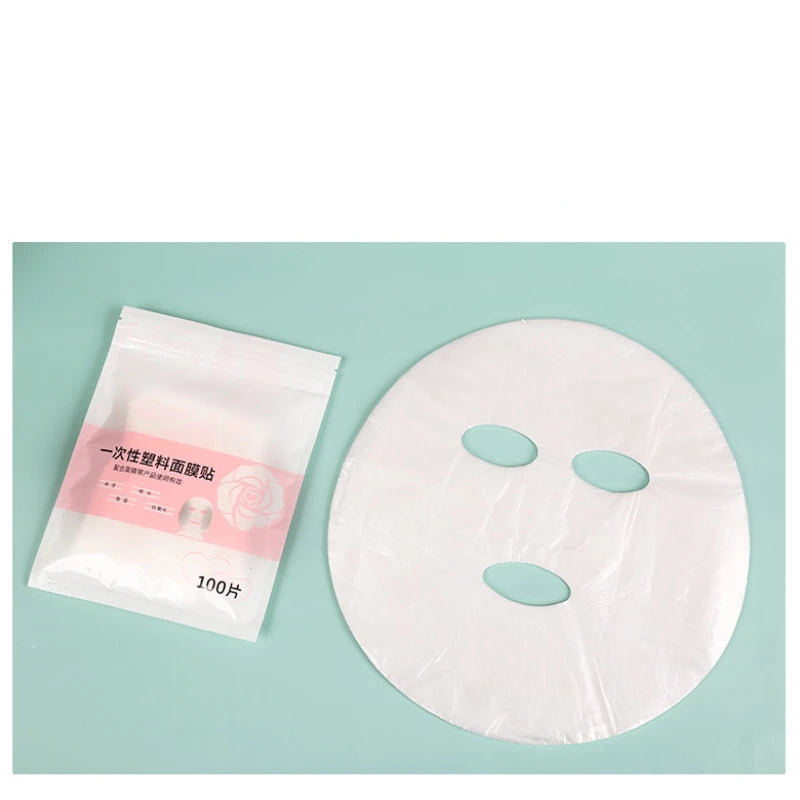 Disposable Face Plastic Film Full Face Cleaner Mask Neck Stickers Paper Transparent PE Masks Wrap Facial Beauty Healthy Tool