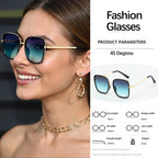 Luxury Square Large Frame Sunglasses for Women And Men Stylish Metal Decorated Light Daily Fashion Glasses