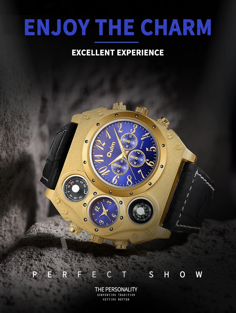 Luxury Sports Watches for Men Top Brand Casual Military Big Dial Cool Man Unique Wristwatch Male Decorative Compass Quartz Clock