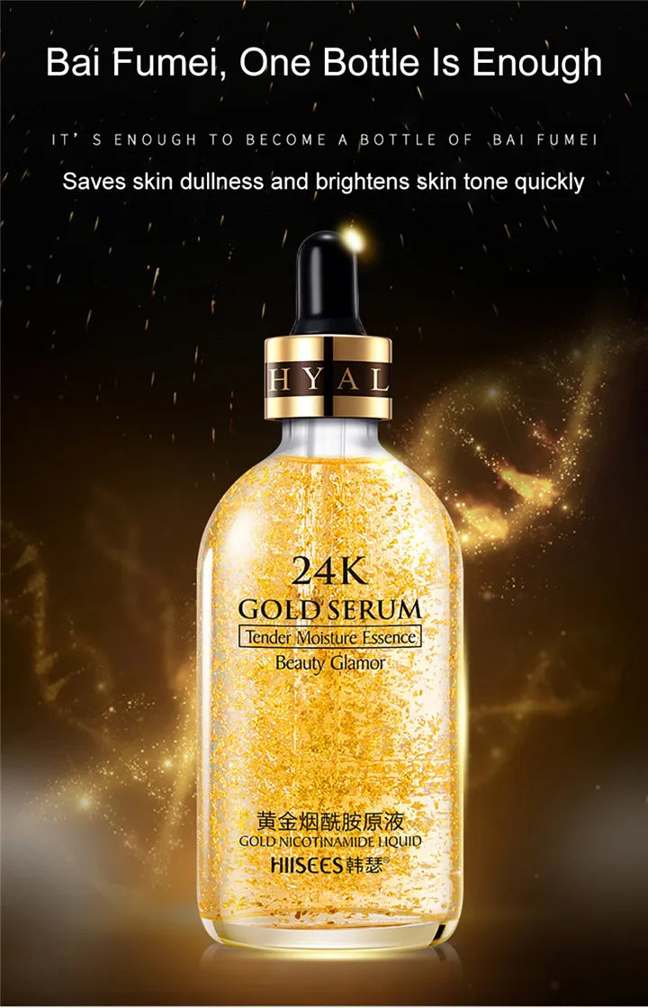 24K Gold Face Serum Hyaluronic Acid Repair Face Pores Serum Moisturizer Brightening Essence Cream Day Creams Skin Care