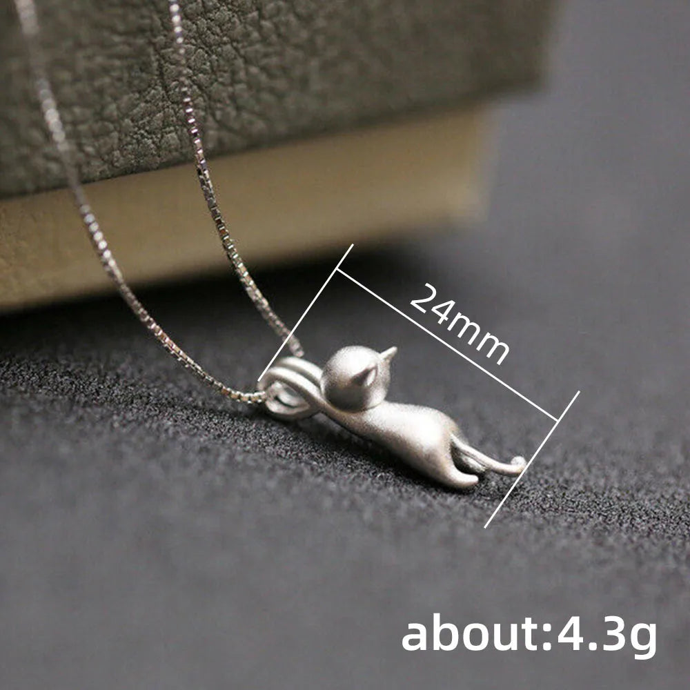 Cute Cat Necklace Women Black /White Animal Pendant Y2K Girls Neck Accessories Daily Wear Party Trendy Jewelry Fancy Gift