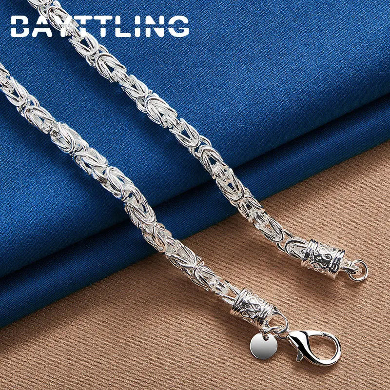 Men's 925 Sterling Silver 20 Inches Fine Tap Chain Hip Hop Necklace For men Fashion Charm Engagement Party Jewelry