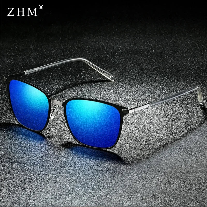 New Arrival Stylish Polarized Sunglasses Men Square Metal Frame Grey Glasses fashion Men Driver driving sunglasses UV400