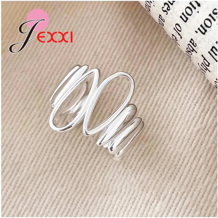 Genuine 925 Sterling Silver Ring For Women Jewelry Wide Simple Open Vintage Handmade Ring For Party Birthday Gift New Trendy