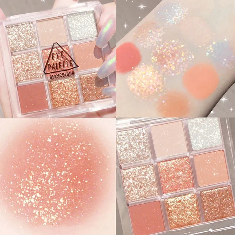 High Quality Matte Eyeshadow Palette Pearlescent Sequins Blush Eyeshadow Highlighter  For Women