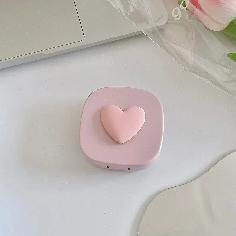 Women Color Contact Lens Case Red Heart Contact Lenses Box for Eyes Care Kit Glasses Case Holder Container