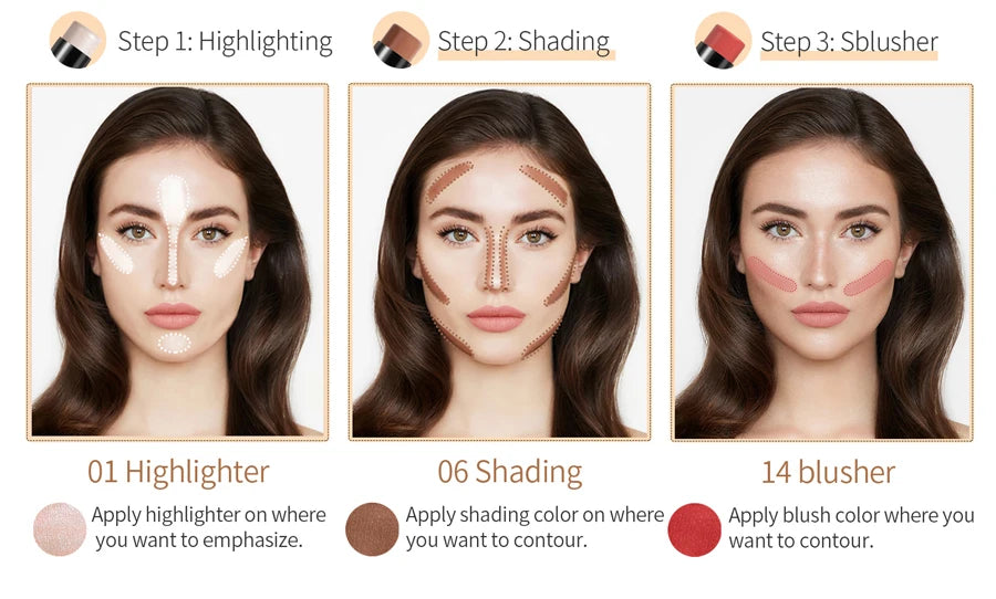 Highlighting Bronzer Stick Face Brightening Blusher Rouge Concealer Long Lasting Corrector 3D Nose Shadow Contouring Cosmetics