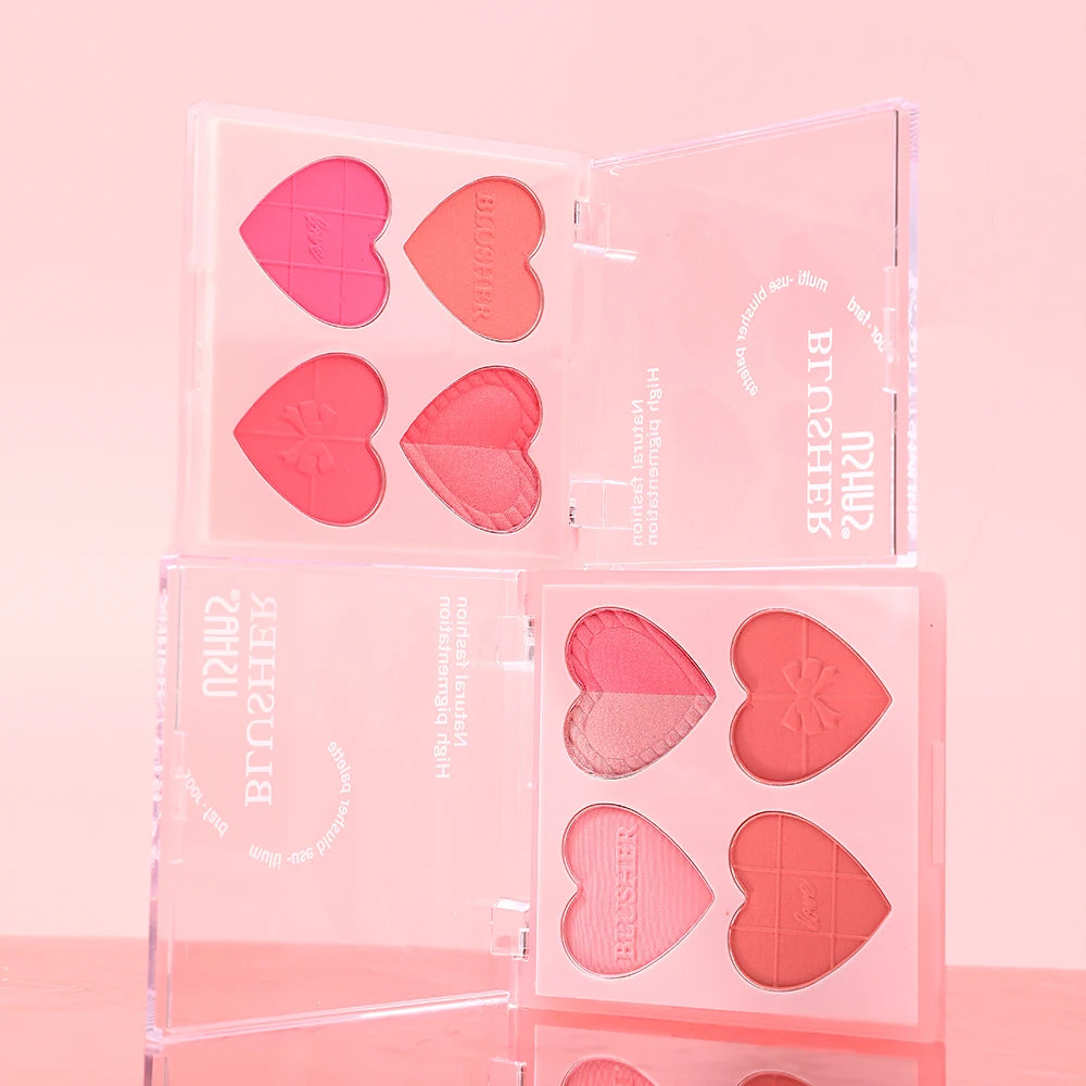 USHAS Blush Plate, 2-Color Optional, Long-lasting Waterproof, Silky and Delicate, Natural Makeup Effect, 3-in-1 Multi-Purpose