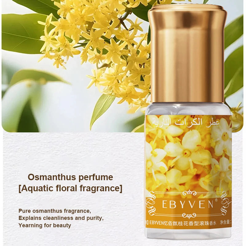 3ml Arabian Floral Perfume Natural Jasmine Rose Osmanthus Scent Eau De Toilette Unisex Fresh Longlasting Portable Roller Perfume