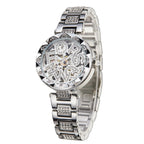 Luxury Brands Fashion 2025 New Women's Watches 3D Diamond Stainless Steel Skeleton Mechanical Clock Elegant Ladies Wedding Gift