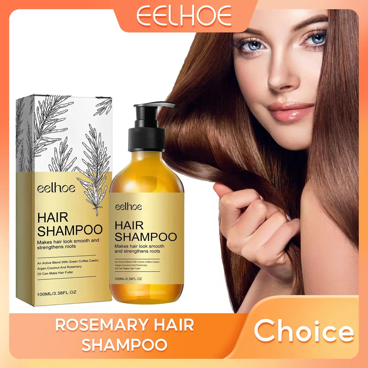 EELHOE Rosemary Shampoo Nourishing Hair Strengthening Shampoo Anti Frizz Smooth Hair Shampoo Oil Control Hair Care Product 100ml