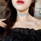 Sexy Wide Metal Collar Choker Necklaces for Women Lace Shiny Sequin Neck Necklace Chain Collars Necklace Elegant Party Jewelry