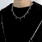 Stainless Steel Chains Rivet Choker Necklace for Men Hiphop Punk Neck Jewelry Short Collar Chain With Pendant Gothic Accessories