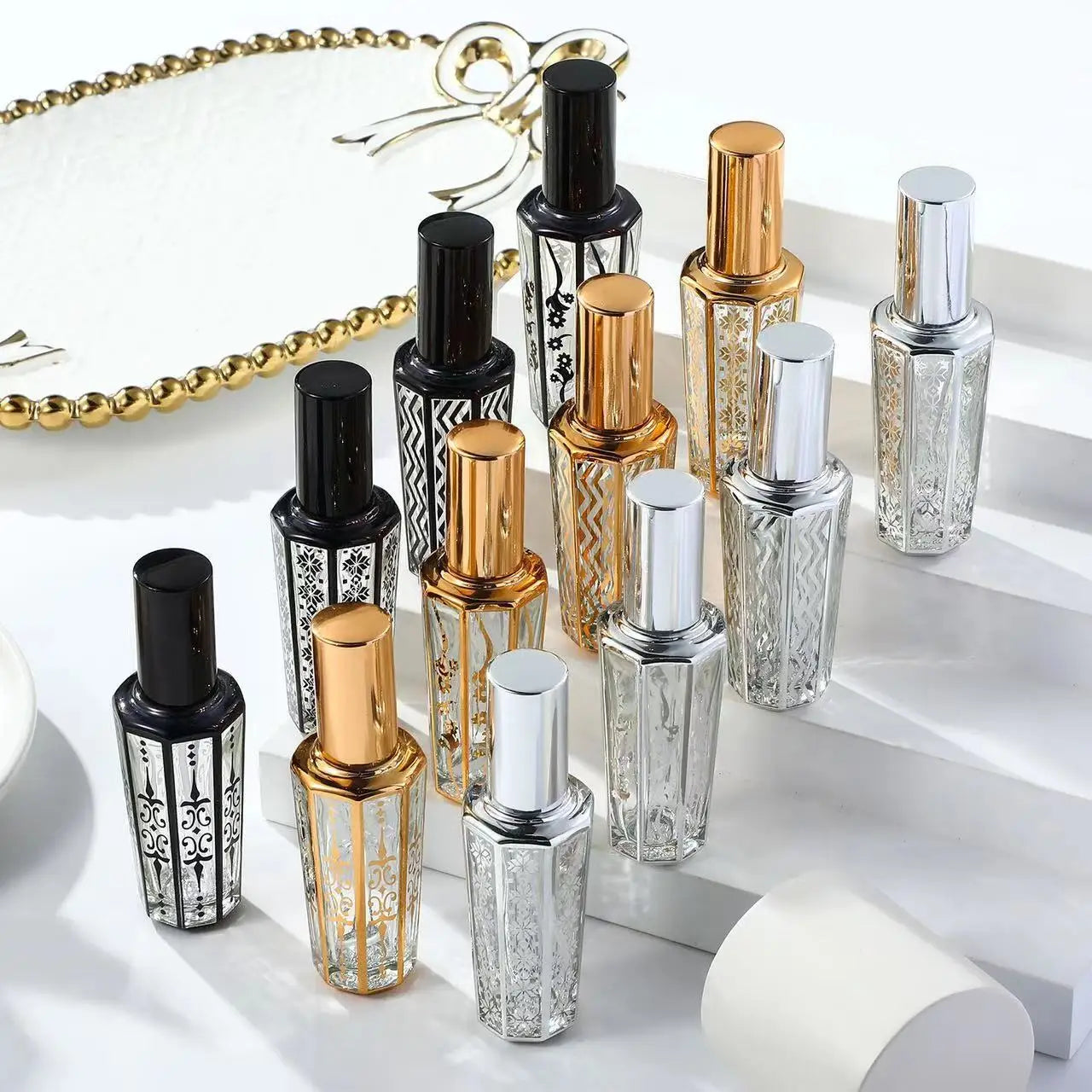 4pcs 15ml Perfume Bottle Portable Glass Refillable Spray Bottle Sample Empty Containers Travel  Perfume Bottle
