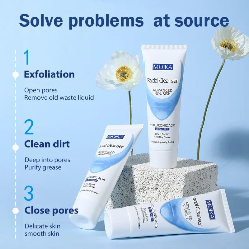 Hyaluronic Acid Facial Cleanser Moisturizing Oil Control Cleansing Face Wash Exfoliating Deep Remove Facial Cleanser Skin Care