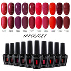 NAILCO 10PCS/Set Gel Nail Polish Gorgeous Full Coverage Semi Permanent Soak Off UV LED Gel Nail Art Base Top Coat Gel Polish Kit