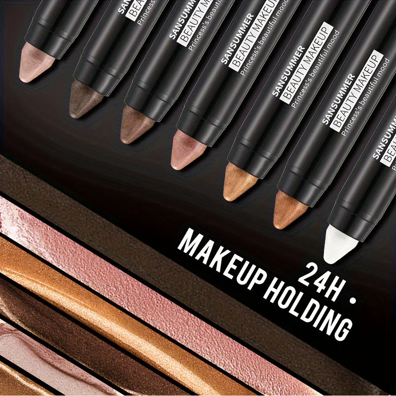 7 color waterproof eye shadow stick, pearlescent matte treatment, to create a natural and lasting eye makeup flash.